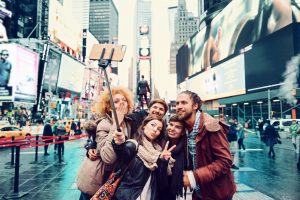 Group of friends making selfie